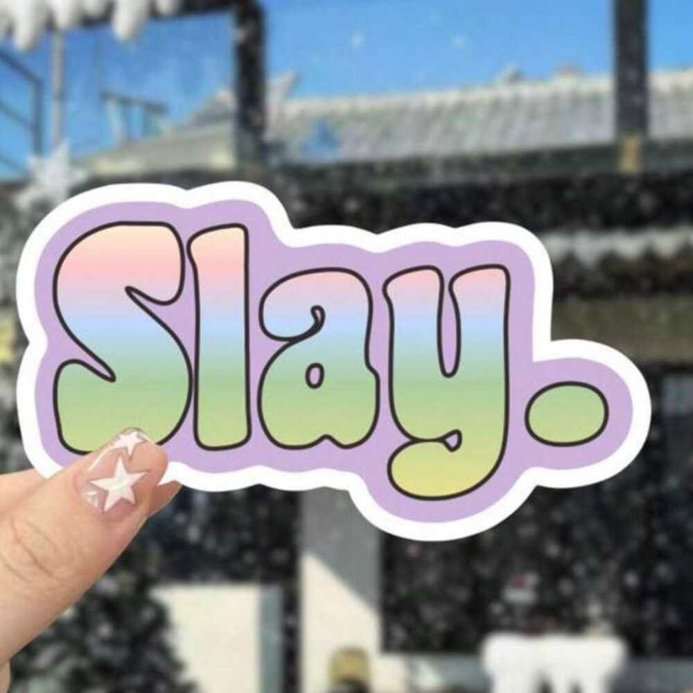 Whit's Up Shop Slay Sticker Pastel Gradient Empowerment Vinyl Decal 6cm